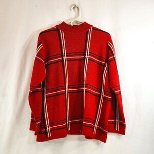 Vintage Alia Red Sweater Wide Stripe Womens Large